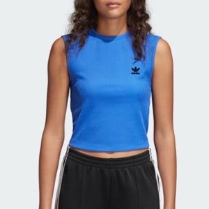 ADIDAS Blue Ribbed Sleeveless Top, Size Medium